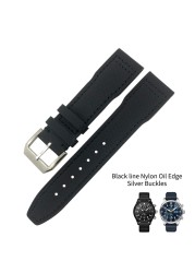 20mm 21mm 22mm Nylon Fabric Genuine Leather Watch Band Fit For IWC Watches Spitfire Pilot Mark 18 Top Gun Strap Pin Buckle