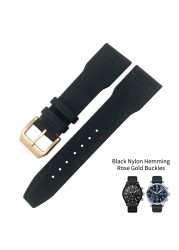 20mm 21mm 22mm Nylon Fabric Genuine Leather Watch Band Fit For IWC Watches Spitfire Pilot Mark 18 Top Gun Strap Pin Buckle