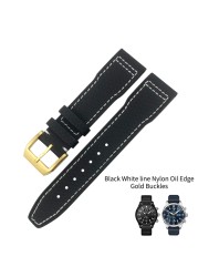 20mm 21mm 22mm Nylon Fabric Genuine Leather Watch Band Fit For IWC Watches Spitfire Pilot Mark 18 Top Gun Strap Pin Buckle