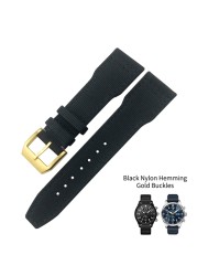 20mm 21mm 22mm Nylon Fabric Genuine Leather Watch Band Fit For IWC Watches Spitfire Pilot Mark 18 Top Gun Strap Pin Buckle