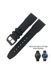 20mm 21mm 22mm Nylon Fabric Genuine Leather Watch Band Fit For IWC Watches Spitfire Pilot Mark 18 Top Gun Strap Pin Buckle