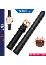 المرأة جلد طبيعي WatchBands ل كاسيو الأحفوري حزام (استيك) ساعة فولي فولي الأولى طبقة جلدية حزام ساعة اليد 12 مللي متر 14 مللي متر 16 مللي متر