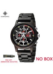 Men's Quartz Watch Multifunction Sport Luxury Stylish Wood Watches Chronograph Military Wooden Watch Relogio Masculino