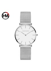 Japan Quartz Movement High Quality 36mm Hana Martin Women Stainless Steel Mesh Rose Gold Waterproof Ladies Watch Dropshipping