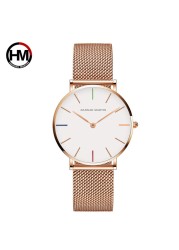 Japan Quartz Movement High Quality 36mm Hana Martin Women Stainless Steel Mesh Rose Gold Waterproof Ladies Watch Dropshipping