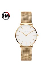 Japan Quartz Movement High Quality 36mm Hana Martin Women Stainless Steel Mesh Rose Gold Waterproof Ladies Watch Dropshipping