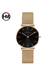 Japan Quartz Movement High Quality 36mm Hana Martin Women Stainless Steel Mesh Rose Gold Waterproof Ladies Watch Dropshipping