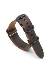 Genuine Leather NATO Strap Antique Watch Band 20mm 22mm 24mm Handmade Zulu Strap for Watch Replacement Accessories