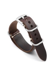 Genuine Leather NATO Strap Antique Watch Band 20mm 22mm 24mm Handmade Zulu Strap for Watch Replacement Accessories