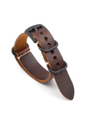 Genuine Leather NATO Strap Antique Watch Band 20mm 22mm 24mm Handmade Zulu Strap for Watch Replacement Accessories