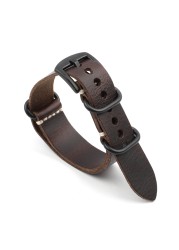 Genuine Leather NATO Strap Antique Watch Band 20mm 22mm 24mm Handmade Zulu Strap for Watch Replacement Accessories