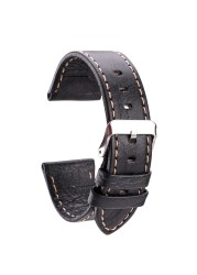 Genuine Leather Watch Band Strap Black Brown 22mm 24mm Strap Women Men Soft Thin Cowhide Watchband Bracelet With Pin Buckle