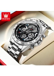 OLEVS Top Brand Male Watches Stainless Steel Quartz Watch For Men Waterproof Sport Chronograph 24 Hours Watch Relogio Masculino