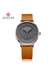 Classic Julius Men's Watch Japan Quartz Watch Fashion Clock PU Leather Bracelet Boy Student Birthday Gift No Box