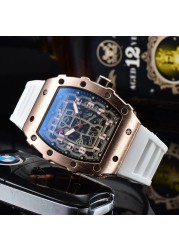 New Luxury 3-pin Transparent Bezel Quartz Watch Men Automatic Watch Men Designer Wristwatches Waterproof Reloj Hombre