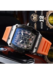 New Luxury 3-pin Transparent Bezel Quartz Watch Men Automatic Watch Men Designer Wristwatches Waterproof Reloj Hombre