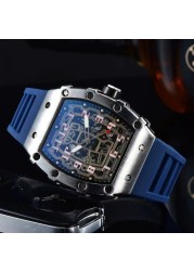 New Luxury 3-pin Transparent Bezel Quartz Watch Men Automatic Watch Men Designer Wristwatches Waterproof Reloj Hombre