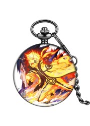 2022 new style customize men women advanced purple japan animation personality style unisex quartz pocket watch with thick chain