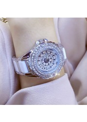 2022 Diamond Watches Women Famous Brand Fashion Ceramic Wristwatches Women Ladies Stainless Steel Female Clock Relogio Feminino