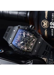 2022 Luxury 3 Pin Quartz Watch RM Transparent Bezel Men Automatic Watch for Men Designer Wristwatches Waterproof Reloj Hombre