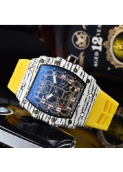 2022 Luxury 3 Pin Quartz Watch RM Transparent Bezel Men Automatic Watch for Men Designer Wristwatches Waterproof Reloj Hombre