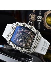 2022 Luxury 3 Pin Quartz Watch RM Transparent Bezel Men Automatic Watch for Men Designer Wristwatches Waterproof Reloj Hombre