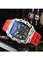 2022 Luxury 3 Pin Quartz Watch RM Transparent Bezel Men Automatic Watch for Men Designer Wristwatches Waterproof Reloj Hombre