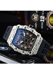 2022 Luxury 3 Pin Quartz Watch RM Transparent Bezel Men Automatic Watch for Men Designer Wristwatches Waterproof Reloj Hombre