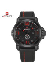 NAVIFORCE Men's Watch Fashion Sports Waterproof Wristwatches Male Military Leather Band Quartz Watch Calendar Relogio Masculino