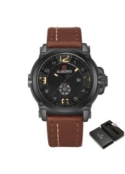 NAVIFORCE Men's Watch Fashion Sports Waterproof Wristwatches Male Military Leather Band Quartz Watch Calendar Relogio Masculino