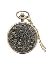 Unisex Personality Quartz Movement Exquisite Chain Pocket Watch Pattern Men Women Watches Anniversary Gift for Boyfriend