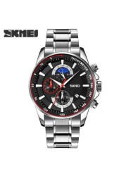 SKMEI New Men Watch Luxury Brand Sport Quartz Mens Watches Full Steel Waterproof Stopwatch Wristwatch Men Relogio Masculino