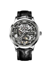 Top Brand OUPINKE Luxury Men's Mechanical Wristwatch Automatic Watch Men Classic Skeleton Leather Sapphire Waterproof