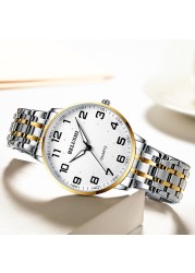 Men's quartz yellow gold stainless steel straps luxury fashion watch