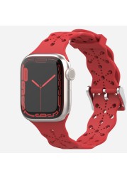 Lace Silicone Strap for Apple Watch Bnad 7 45mm 41mm Breathable Silicone Wristband for iWatch 6 5 4 3 SE 44mm 42mm 40mm