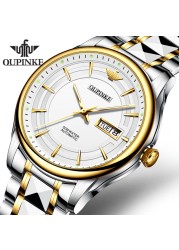 OUPINKE Luxury Brand Men Automatic Mechanical Watches Waterproof Stainless Steel Strap Watches Luxury Sapphire Mirror Male