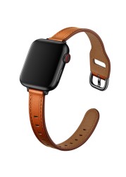 Soft Leather Watch Band for Apple Watch Strap 41mm 45mm 38/42mm 40mm 44mm Bracelet for iWatch Series 7 3 5 6 SE Wrist Watchband