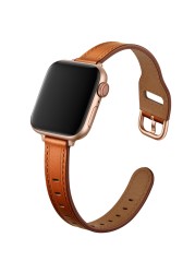 Soft Leather Watch Band for Apple Watch Strap 41mm 45mm 38/42mm 40mm 44mm Bracelet for iWatch Series 7 3 5 6 SE Wrist Watchband