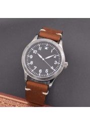 Custom Logo Sapphire Miyota Automatic Corgeut Watch 42mm Military Men Sport Sterile Dial Luminous Leather Mechanical Wristwatch