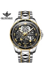 OUPINKE watch for men luxury brand men mechanical wristwatches skeleton design automatic watches sapphire glass watch 3178