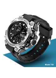 SANDA 2022 Sports Military Men's Watches Waterproof Dual Display Quartz Watch Men Wristwatch For Male Clock Relogios Masculino