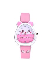 New leisure fashion cartoon dial children's watch different color strap girls beautiful quartz watch