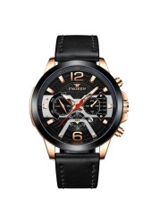 FNGEEN 2022 Fashion Men's Watches Luxury Leather Quartz Wristwatch Calendar Luminous Watch Men Business Casual Sports Watch