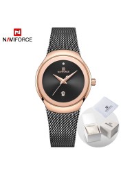 NAVIFORCE Luxury Women's Watches, Luxury Ladies Stainless Steel Watches Water Resistant Casual Rose Gold Quartz Band Watches