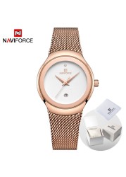 NAVIFORCE Luxury Women's Watches, Luxury Ladies Stainless Steel Watches Water Resistant Casual Rose Gold Quartz Band Watches