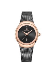 NAVIFORCE Luxury Women's Watches, Luxury Ladies Stainless Steel Watches Water Resistant Casual Rose Gold Quartz Band Watches