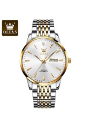 OLEVS Luxury Stainless Steel Mechanical Watches for Men Waterproof Automatic Watch Calendar Luminous Men Mechanical Wristwatches