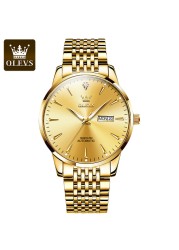 OLEVS Luxury Stainless Steel Mechanical Watches for Men Waterproof Automatic Watch Calendar Luminous Men Mechanical Wristwatches