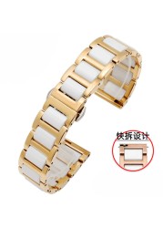 Ceramic Bracelet In Stainless Steel Watchband Watch Band Strap White Women Man Fashion Wristwatches 12 13 14 15 16 17 18 20 22mm