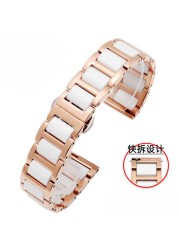 Ceramic Bracelet In Stainless Steel Watchband Watch Band Strap White Women Man Fashion Wristwatches 12 13 14 15 16 17 18 20 22mm